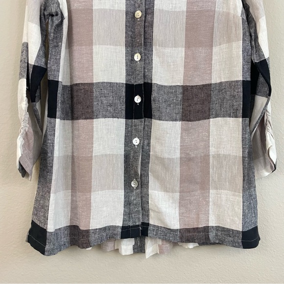 NWT Soft Surroundings Linen Blend Plaid Button Up Tunic Top Size Large - Picture 6 of 11